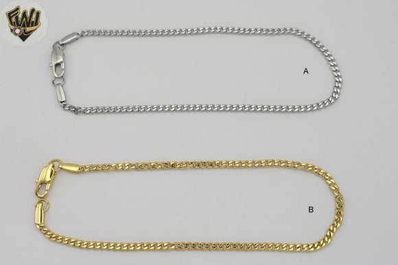 (4-3310-1) Stainless Steel - 2.8mm Curb Link Anklet - 10