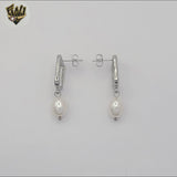 (4-2272-1) Stainless Steel - Drop Pearl Earrings.