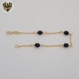 (1-3901-I) Gold Laminate - 5.5mm Black Beads Bracelet - 7.5" - BGF
