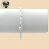 (2-0438) 925 Sterling Silver - 2mm Elastic Balls Bracelet.