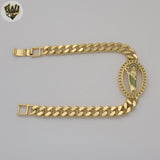 (1-0841-2)Gold Laminate - 8mm Curb Link Saint Jude Bracelet - 8 1/4" - BGO