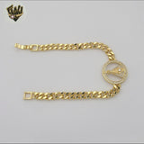 (1-0852) Gold Laminate - 6mm Curb Link Our Lady Of Charity Bracelet - BGO