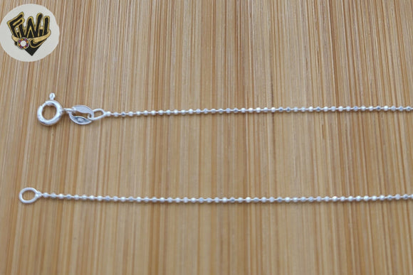 (2-0146-1) 925 Sterling Silver - 1.3mm Faceted Ball Link Anklet - 10