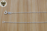 (2-0146-1) 925 Sterling Silver - 1.3mm Faceted Ball Link Anklet - 10"