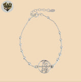 (2-0375-1) 925 Sterling Silver - 1mm Rolo Link  Balls Tree of Life Bracelet.