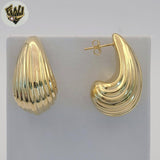 (1-1219-1) Gold Laminate - Carved Teardrop Stud Earrings - BGF