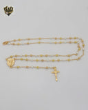 (1-3327-1) Laminado de oro - Collar del Rosario de la Virgen de Guadalupe de 9 mm - 23" - BGO.