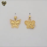(1-2433) Laminado Oro - Colgantes Mariposas - BGF