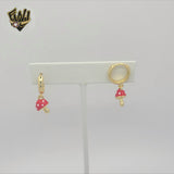 (1-2649-5) Gold Laminate - Mushroom Dangling Earrings - BGO