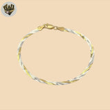 (2-0330-1) 925 Sterling Silver - 0.5mm Two Tones Herringbone Bracelet.