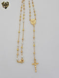 (1-3327-1) Laminado de oro - Collar del Rosario de la Virgen de Guadalupe de 9 mm - 23" - BGO.