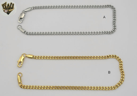 (4-3305) Stainless Steel - 3.5mm Curb Link Anklet - 10