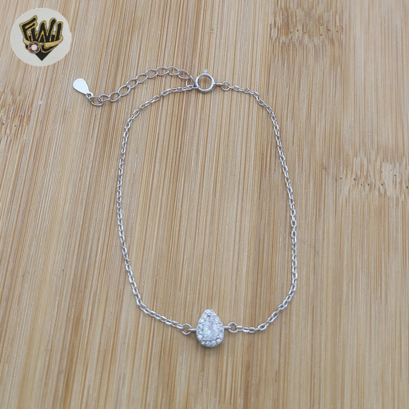 (2-0301) 925 Sterling Silver - 1mm Almond Zircon Bracelet.