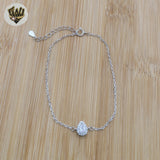 (2-0301) 925 Sterling Silver - 1mm Almond Zircon Bracelet.