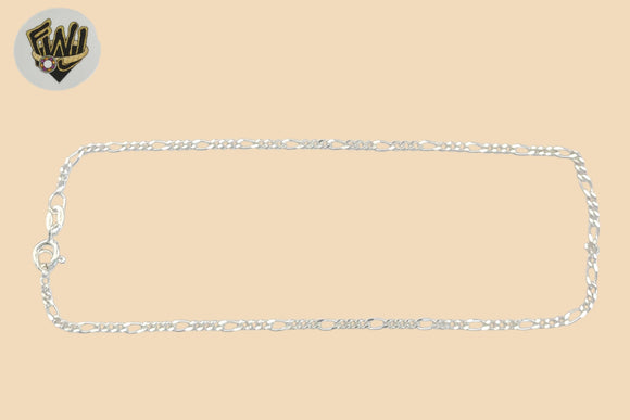 (2-0124-1) 925 Sterling Silver - 1mm Figaro Link Anklet - 9