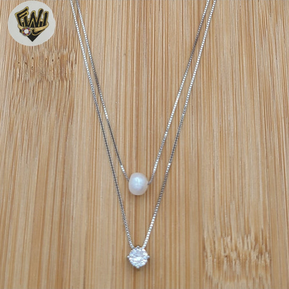 (2-66011) 925 Sterling Silver - Pearl Layered Necklace
