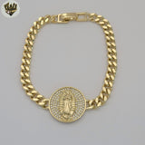 (1-0841) Gold Laminate - 6mm Curb Link Guadalupe Bracelet - 7.5" - BGO