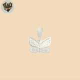 (2-1362) 925 Sterling Silver -Zircon Butterfly Pendant.