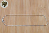(2-0146) 925 Sterling Silver - 1.5mm Smooth Ball Link Anklet - 10"