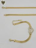 (1-6297-1) Laminado de oro - Collar en capas con dijes de corazón - BGF