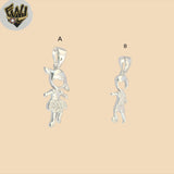 (2-1229) 925 Sterling Silver - Girl and Boy Pendants.