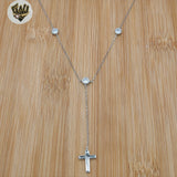 (2-66004) 925 Sterling Silver - Cross Lariat Necklace.