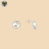 (2-3227) 925 Sterling Silver -Puff Mariner Stud Earrings.