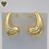 (1-1219-1) Gold Laminate - Carved Teardrop Stud Earrings - BGF