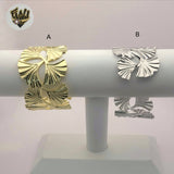 (MBRA-45-2) Stainless Steel - 38mm Leaf Open Bangles.