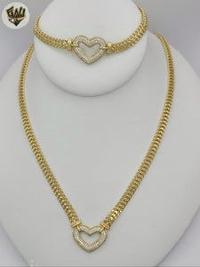 (1-6297-1) Laminado de oro - Collar en capas con dijes de corazón - BGF