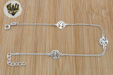 (2-0150) 925 Sterling Silver - 1.5mm Rolo Link Tree of Life Anklet - 9"