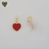 (1-1232-3) Gold Laminate - Red Heart Dangling Earrings - BGF