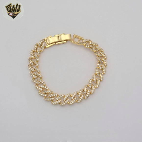 (1-0798) Gold Laminate - 8.5mm Zircon Curb Bracelet - BGO