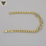 (1-0841-1) Gold Laminate - 6mm Curb Link Zircon Puff Bracelet - 7.5" - BGO