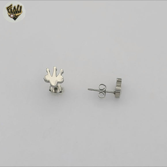 (4-2275-1) Stainless Steel - Crow Stud Earrings.