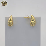 (1-1117-6) Gold Laminate - Carved Teardrop Stud Earrings - BGF