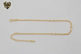 (1-0099-1) Gold Laminate - 2.5mm Rolo Link Pearls Anklet - 10" - BGF