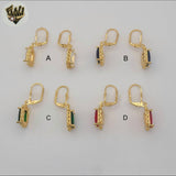 (1-2933-3) Laminado de oro - Aros de medio borde con circonita - BGF