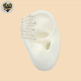 (2-3216) 925 Sterling Silver -  Zircon Beads Curved Stud Earrings.