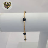 (1-3901-I) Gold Laminate - 5.5mm Black Beads Bracelet - 7.5" - BGF