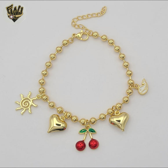 (1-0908) Gold Laminate - 4mm Charms Bracelet - BGO