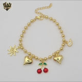 (1-0908) Gold Laminate - 4mm Charms Bracelet - BGO