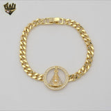 (1-0852) Gold Laminate - 6mm Curb Link Our Lady Of Charity Bracelet - BGO
