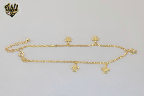 (1-0152-1) Gold Laminate - 1.8mm Link Turtles Anklet - 10” - BGF