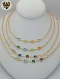 (1-6251-1) Gold Laminate - Paper Clip Multicolor Necklace - BGF
