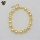 (1-0772) Gold Laminate - 8mm Balls Link Bracelet - 7" - BGO