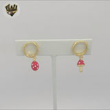 (1-2649-5) Gold Laminate - Mushroom Dangling Earrings - BGO