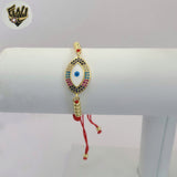 (1-60102) - Gold Plated Evil Eye Red String Bracelet.