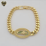(1-0841-2)Gold Laminate - 8mm Curb Link Saint Jude Bracelet - 8 1/4" - BGO