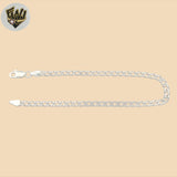 (2-2807-2) 925 Sterling Silver - 1mm Double Curb Link  Bracelet.